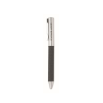 Stylo à bille avec mécanisme rotatif, détail en RPET, encre bleue couleur noir vue avec zone d'impression