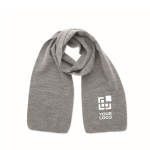 Écharpe extensible en polyester recyclé, couleurs classiques couleur blanc/gris vue avec zone d'impression