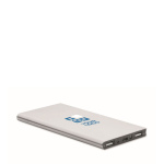 Batterie externe en alu de 8.000 mAh couleur argenté mat vue avec zone d'impression