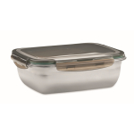 Boîte à déjeuner en acier inoxydable recyclé avec séparateur, 1,5L couleur gris transparent