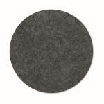 Dessous de verre de forme ronde en feutre recyclé couleur gris foncé deuxième vue