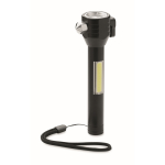 Lampe de poche marteau, coupe-ceinture, lumière COB pour urgences couleur noir