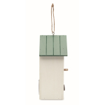 Nichoir pour oiseaux en bois avec un motif floral couleur blanc sixième vue