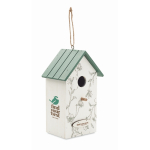 Nichoir pour oiseaux en bois avec un motif floral couleur blanc vue principale