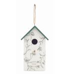 Nichoir pour oiseaux en bois avec un motif floral couleur blanc vue avec zone d'impression