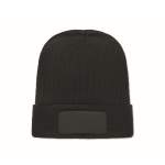 Bonnet unisexe en polyester RPET avec un patch à personnaliser couleur noir