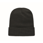 Bonnet unisexe en polyester RPET avec un patch à personnaliser couleur noir deuxième vue