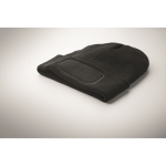 Bonnet unisexe en polyester RPET avec un patch à personnaliser couleur noir quatrième vue photographique
