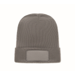 Bonnet unisexe en polyester RPET avec un patch à personnaliser couleur gris foncé