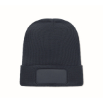 Bonnet unisexe en polyester RPET avec un patch à personnaliser couleur bleu marine