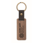 Porte-clés rectangulaire en bois avec un détail en simili cuir couleur bois deuxième vue principale
