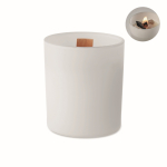 Bougie dans un pot en verre avec des pierres et parfum à la vanille couleur blanc quatrième vue