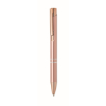 Stylo bille en aluminium recyclé avec détails rose gold, encre bleue couleur or rose