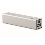 Batterie externe en aluminium recyclé pour smartphone, 2.600 mAh couleur argenté mat