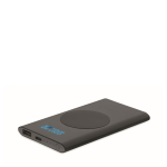 Chargeur sans fil rectangulaire en aluminium recyclé, 5.000 mAh couleur noir vue avec zone d'impression