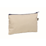 Trousse de toilette en coton bio, fermeture éclair colorée, 340g/m² couleur bleu
