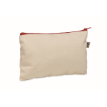 Trousse de toilette en coton bio, fermeture éclair colorée, 340g/m² couleur rouge