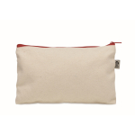 Trousse de toilette en coton bio, fermeture éclair colorée, 340g/m² couleur rouge troisième vue