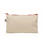 Trousse de toilette en coton bio, fermeture éclair colorée, 340g/m² couleur rouge quatrième vue