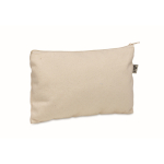 Trousse de toilette en coton bio, fermeture éclair colorée, 340g/m² couleur beige