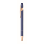 Stylo en aluminium recyclé avec détails rose gold, encre bleue couleur bleu