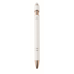 Stylo en aluminium recyclé avec détails rose gold, encre bleue couleur blanc septième vue