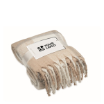 Plaid en polyester recyclé couleur beige vue avec zone d'impression