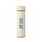Gourde isotherme en acier inoxydable recyclé, capacité 420ml couleur blanc cassé vue avec zone d'impression