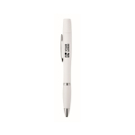 Stylo à bille bleu avec kit de nettoyage pour écouteurs inclus couleur blanc vue avec zone d'impression
