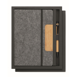 Carnet de notes A5, couverture support téléphone portable en bambou couleur gris foncé troisième vue