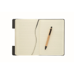 Carnet de notes A5, couverture support téléphone portable en bambou couleur gris foncé cinquième vue