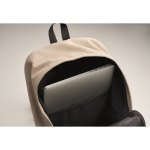 Sac à dos pour ordinateur portable 15 pouces en coton recyclé couleur sable cinquième vue photographique