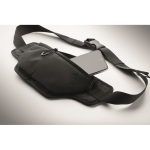 Sac banane en nylon imperméable avec dos aéré couleur noir troisième vue photographique
