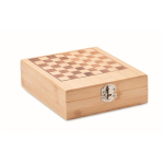 Coffret en bambou comprenant un petit jeu d'échecs et un set de vin couleur bois septième vue