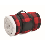 Plaid à carreaux en sherpa et polyester 230g/m² couleur rouge