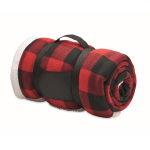 Plaid à carreaux en sherpa et polyester 230g/m² couleur rouge deuxième vue