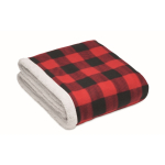 Plaid à carreaux en sherpa et polyester 230g/m² couleur rouge troisième vue