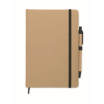 Carnet de notes A5 en carton recyclé avec stylo à bille bleu couleur noir