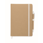 Carnet de notes A5 en carton recyclé avec stylo à bille bleu couleur blanc