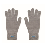 Gants en polyester recyclé avec patch pour personnalisation couleur gris foncé vue avec zone d'impression