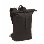 Sac à dos roll-top pour ordinateur portable 15 pouces, coton recyclé couleur noir