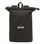 Sac à dos roll-top pour ordinateur portable 15 pouces, coton recyclé couleur noir troisième vue principale