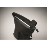 Sac à dos roll-top pour ordinateur portable 15 pouces, coton recyclé couleur noir quatrième vue photographique