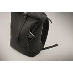 Sac à dos roll-top pour ordinateur portable 15 pouces, coton recyclé couleur noir cinquième vue photographique
