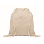 Sac cordon couleur naturelle, en coton recyclé et RPET 140g/m² couleur beige