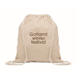 Sac cordon couleur naturelle, en coton recyclé et RPET 140g/m² couleur beige vue principale