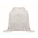 Sac à dos en corde de coton recyclé et RPET 140g/m² couleur blanc