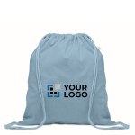 Sac à dos en corde de coton recyclé et RPET 140g/m² couleur noir mat vue avec zone d'impression