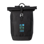Sac à dos à enroulement pour ordinateur et bretelles rembourrées 15” couleur noir avec zone d'impression
