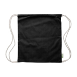 Sac à dos en corde de coton 100% recyclé et cordons naturels, 120 g/m² couleur noir première vue